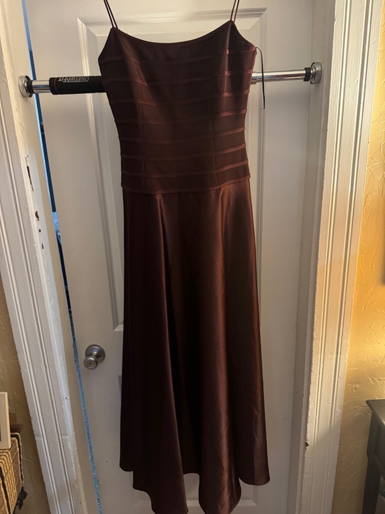 JS Collections Brown Spaghetti Strap Prom Dress JS Collections Brown Spaghetti Strap Prom Dress
